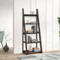 5 - Tier Shelves, Bookshelf, Storage Rack, Bookcase with Rubber Wood Frame, Ladder Shelf Living Room, Home Office, Kitchen, Bedroom, Apartment, Rustic Brown