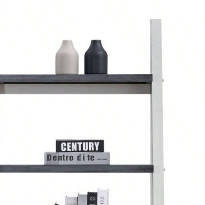 5 - Tier Shelves, Bookshelf, Storage Rack, Bookcase with Rubber Wood Frame, Ladder Shelf Living Room, Home Office, Kitchen, Bedroom, Apartment