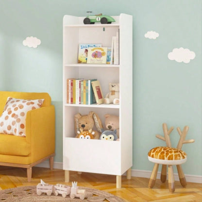 Kids 4 - Tier Bookcase, Childrens Book Display, Bookshelf Toy Storage Cabinet Organizer Childrens Room, Playroom, Nursery