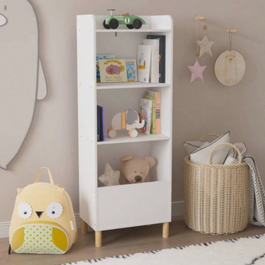Kids 4 - Tier Bookcase, Childrens Book Display, Bookshelf Toy Storage Cabinet Organizer Childrens Room, Playroom, Nursery