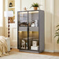 60.6 Freestanding Display Cabinet with 2 Storage Drawers, Pantry with Glass Doors LED Lighting, Modern Bookcase with Adjustable Shelves Hallways, Kitchen, Livingroom Office -