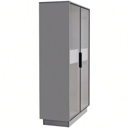 60.6 Freestanding Display Cabinet with 2 Storage Drawers, Pantry with Glass Doors LED Lighting, Modern Bookcase with Adjustable Shelves Hallways, Kitchen, Livingroom Office -