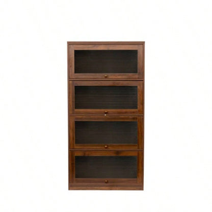 Bookcase Contemporary Closed Back Glass Doors Office Storage Cabinet Floor - to - Ceiling Low Cabinet Bookcase Against Wall Dustproof Bookshelf