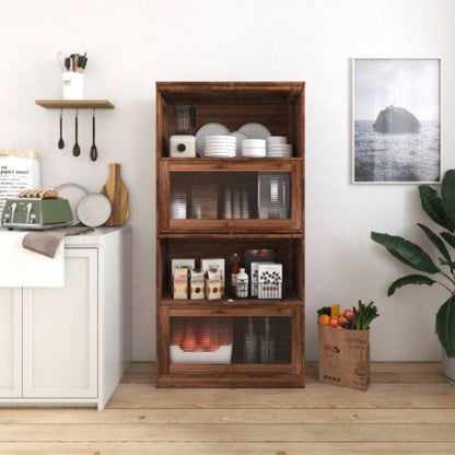 Bookcase Contemporary Closed Back Glass Doors Office Storage Cabinet Floor - to - Ceiling Low Cabinet Bookcase Against Wall Dustproof Bookshelf