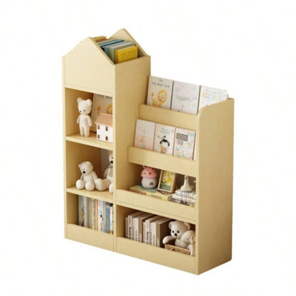 Wood Kids Wooden Bookshelf Toy Storage Organizer with Bookcase, Kids Bin Storage Unit with 6 Compartments 2 Baskets Bins Toys Box Organizer, Children Multi Shelf Cubby Books, Toys Shelf