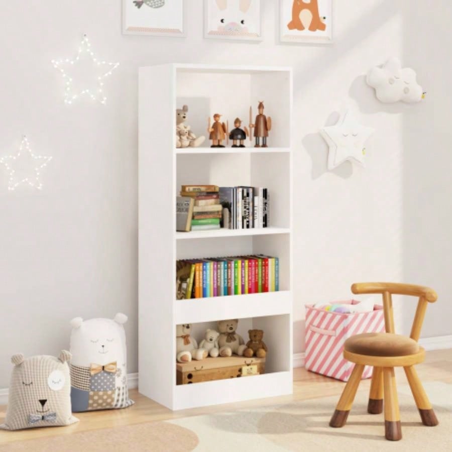 Kids Bookshelf, 4 - Tier Bookcase, Book Organizer, toy Storage Cabinet Organizer, White