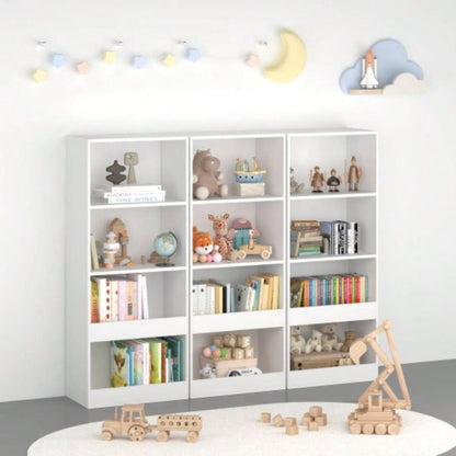 Kids Bookshelf, 4 - Tier Bookcase, Book Organizer, toy Storage Cabinet Organizer, White