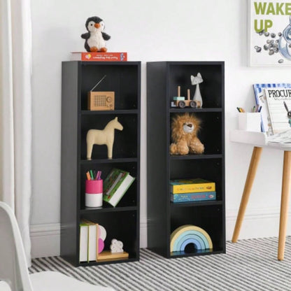 8 - Tier Media Tower Rack, CD DVD Slim Storage Cabinet with Adjustable Shelves, Tall Narrow Bookcase Display Bookshelf Home Office, Multi - functional double - decker bookcase