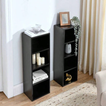 8 - Tier Media Tower Rack, CD DVD Slim Storage Cabinet with Adjustable Shelves, Tall Narrow Bookcase Display Bookshelf Home Office, Multi - functional double - decker bookcase