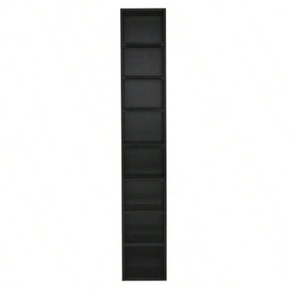 8 - Tier Media Tower Rack, CD DVD Slim Storage Cabinet with Adjustable Shelves, Tall Narrow Bookcase Display Bookshelf Home Office, Multi - functional double - decker bookcase