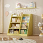 Yellow Wooden Toy Storage Organizer Cabinet Kids Bookshelf Children Bookcase Toddler Sling Book Rack Shelf Playroom Bedroom Nursery Hallway School Kindergarten Living Roomy