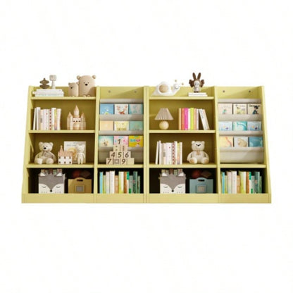 Yellow Wooden Toy Storage Organizer Cabinet Kids Bookshelf Children Bookcase Toddler Sling Book Rack Shelf Playroom Bedroom Nursery Hallway School Kindergarten Living Roomy
