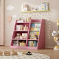 Pink Wooden Toy Storage Organizer Cabinet Kids Bookshelf Children Bookcase Toddler Sling Book Rack Shelf Playroom Bedroom Nursery Hallway School Kindergarten Living Room