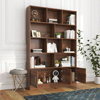 70.87 Tall Bookshelf with 10 Cubes and 3 Doors, 4 - Tier Bookshelf, Open Shelf Bookcase with Cabinet, Modern Cube Storage Organizer Living Room, and Office