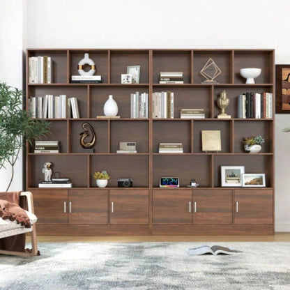 70.87 Tall Bookshelf with 10 Cubes and 3 Doors, 4 - Tier Bookshelf, Open Shelf Bookcase with Cabinet, Modern Cube Storage Organizer Living Room, and Office