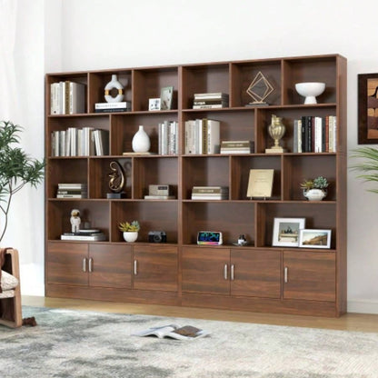 70.87 Tall Bookshelf with 10 Cubes and 3 Doors, 4 - Tier Bookshelf, Open Shelf Bookcase with Cabinet, Modern Cube Storage Organizer Living Room, and Office