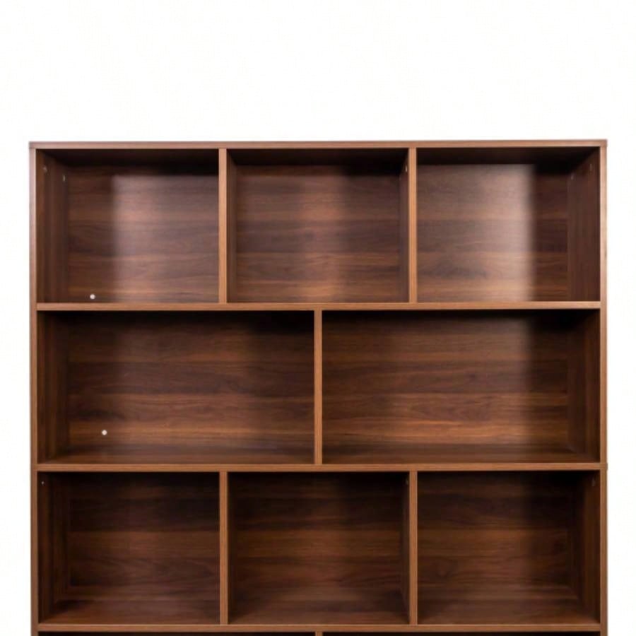 70.87 Tall Bookshelf with 10 Cubes and 3 Doors, 4 - Tier Bookshelf, Open Shelf Bookcase with Cabinet, Modern Cube Storage Organizer Living Room, and Office