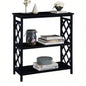 Console Table 3 - Tier with Storage Shelves, Open Bookshelf Bookcase with Solid Wood Hallway, Living Room and Bedroom. Black