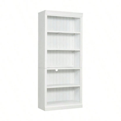 83.4 Tall Wood Bookcase, 5 - Tier Home Decor Bookshelves with Adjustable Storage Shelves, Storage Organizer CDs/Books/Movies, Standing Storage Shelves Living Room, Home Office, White