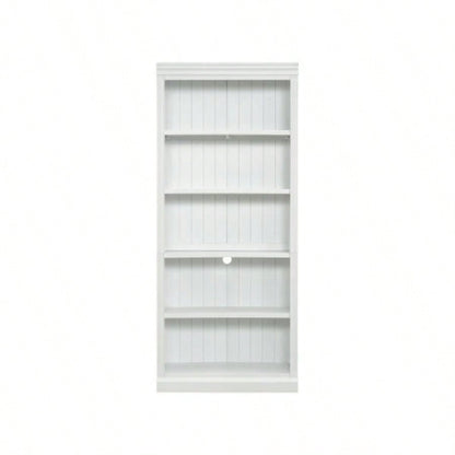 83.4 Tall Wood Bookcase, 5 - Tier Home Decor Bookshelves with Adjustable Storage Shelves, Storage Organizer CDs/Books/Movies, Standing Storage Shelves Living Room, Home Office, White