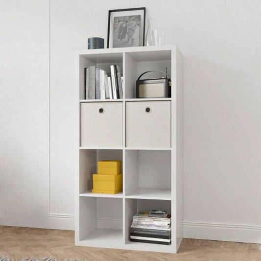 Cube 8 - Cube Organizer Storage with Opened Back Shelves, 2 X 4 Cube Bookcase Book Shleves Home, Office White