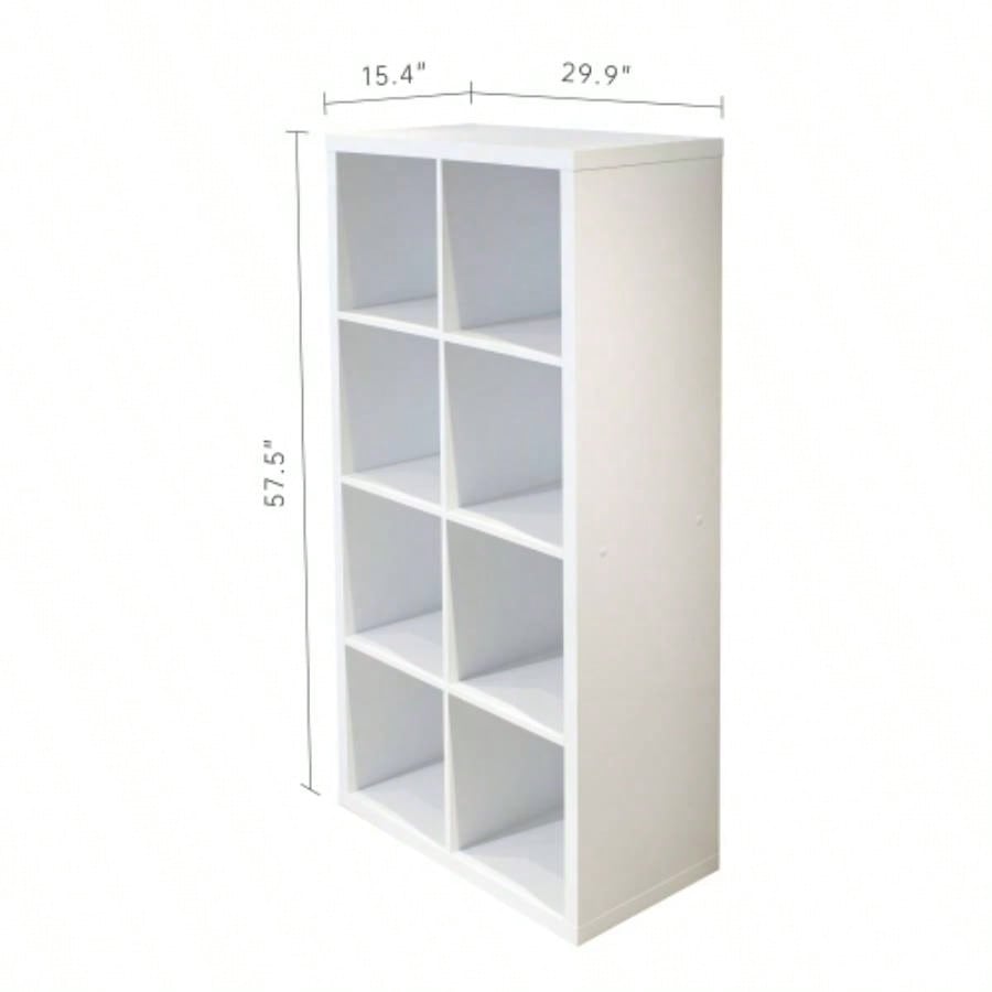 Cube 8 - Cube Organizer Storage with Opened Back Shelves, 2 X 4 Cube Bookcase Book Shleves Home, Office White