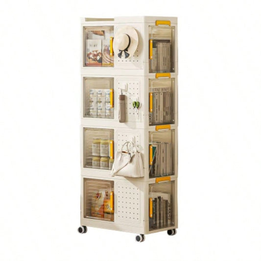 4 - Tier Rolling Storage bookcase with Wheels, Large Capacity Storage bins, Mobile Multifunction Utility Rolling Storage Organizer, Mobile Shelvi, living room, office