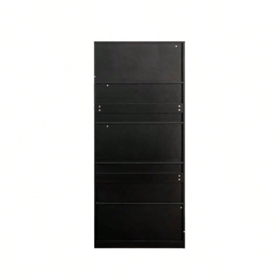 Display Cabinet with Glass Doors, Curio Storage Cabinet with 2 - Drawer, Bookcase with LED Lights, Black