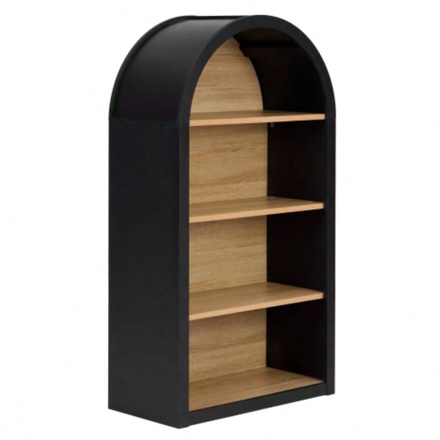 4 - Tier Black Arched Bookshelf, 43 Tall Arched Bookcase with Storage Shelves