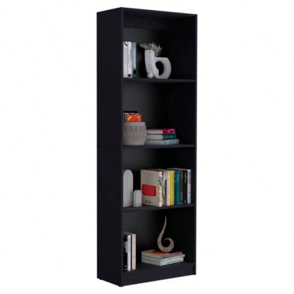 Vinton Bookcase with Spacious Tier - Shelving Design, Black