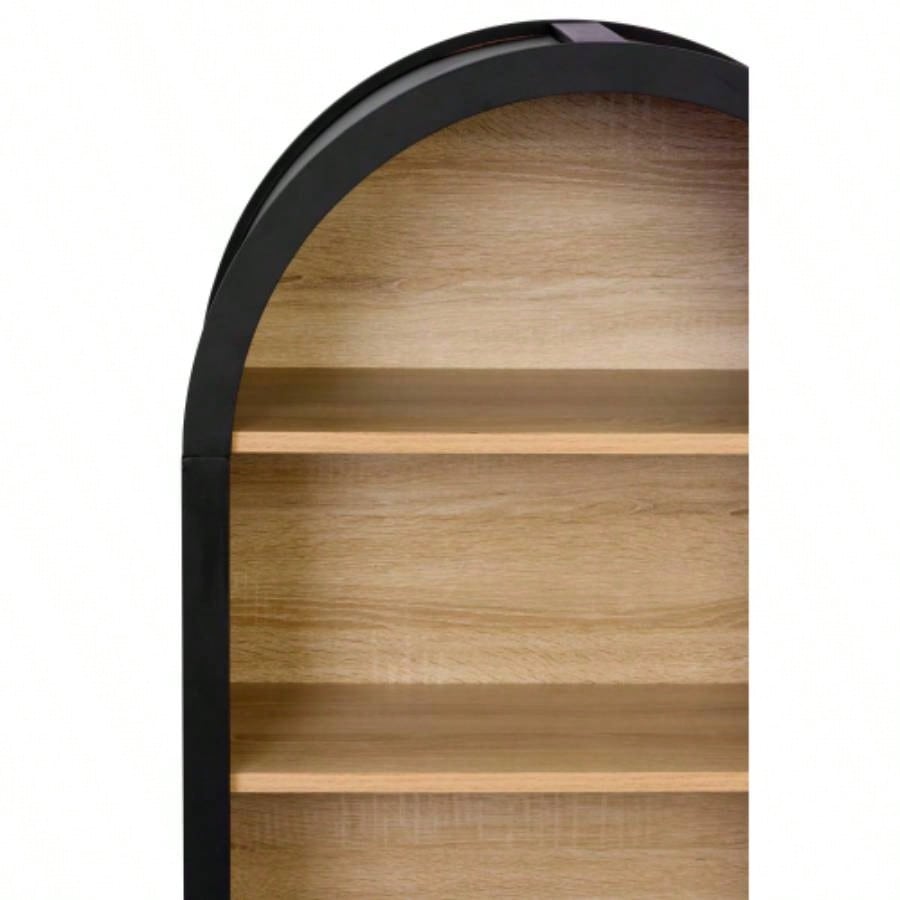 4 - Tier Black Arched Bookshelf, 43 Tall Arched Bookcase with Storage Shelves