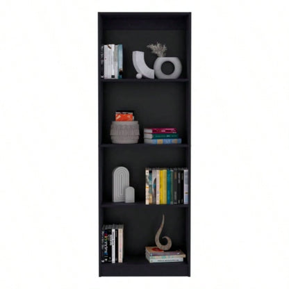 Vinton Bookcase with Spacious Tier - Shelving Design, Black
