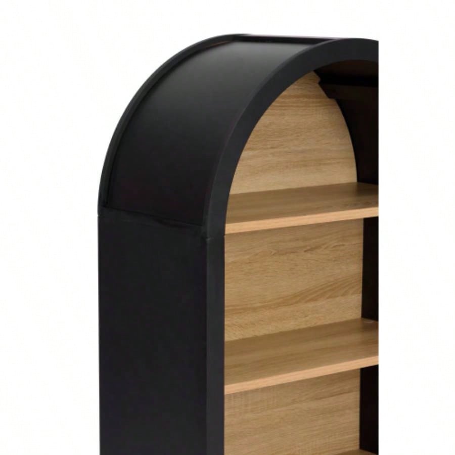 4 - Tier Black Arched Bookshelf, 43 Tall Arched Bookcase with Storage Shelves