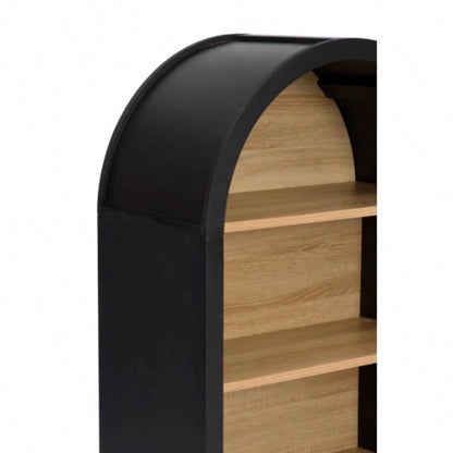 4 - Tier Black Arched Bookshelf, 43 Tall Arched Bookcase with Storage Shelves