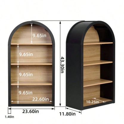 4 - Tier Black Arched Bookshelf, 43 Tall Arched Bookcase with Storage Shelves