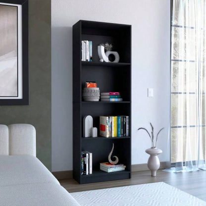 Vinton Bookcase with Spacious Tier - Shelving Design, Black