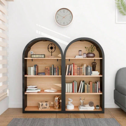 4 - Tier Black Arched Bookshelf, 43 Tall Arched Bookcase with Storage Shelves
