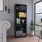 Vinton 4 - Tier Bookcase with Modern Storage Books and Decor, Black
