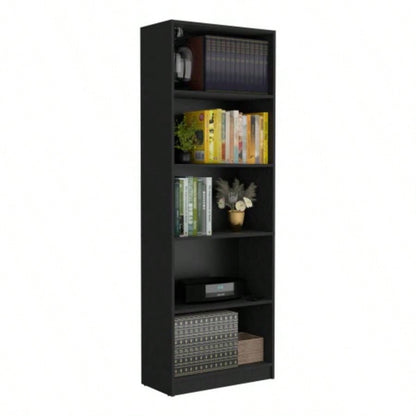 Vinton 4 - Tier Bookcase with Modern Storage Books and Decor, Black