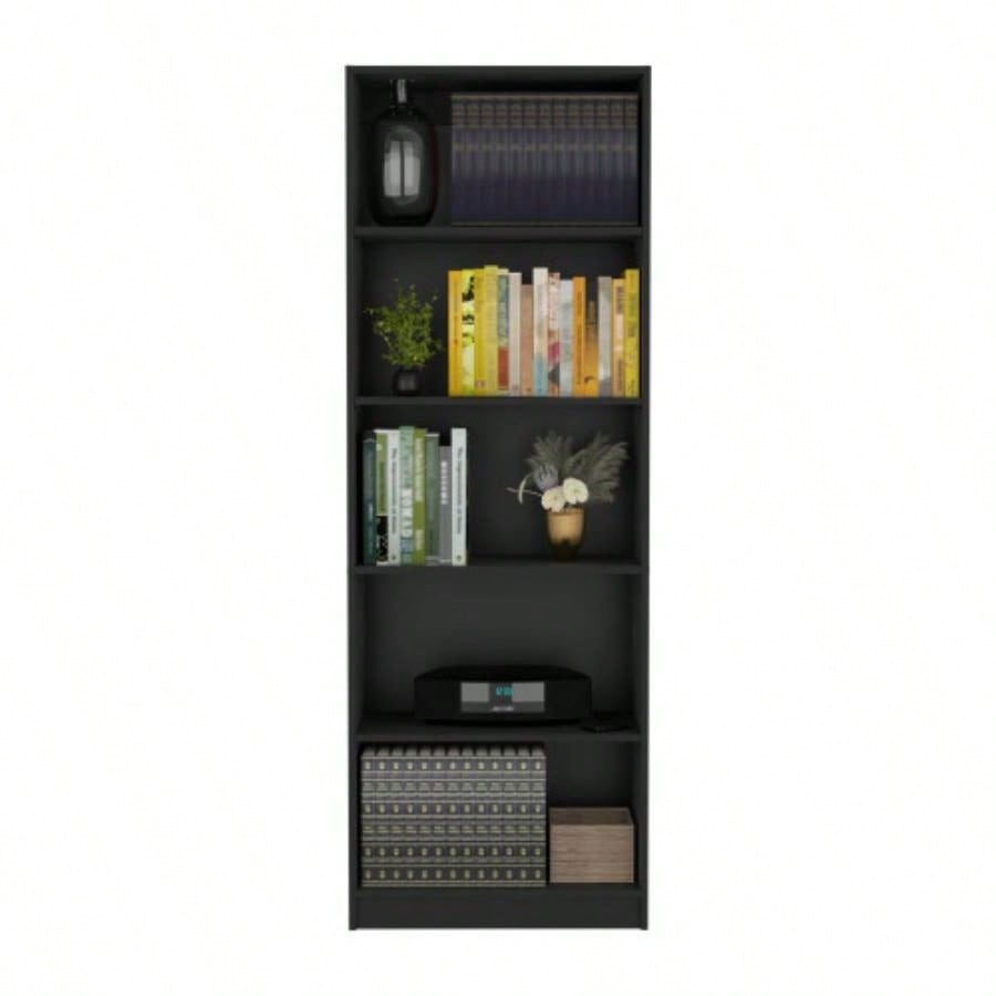 Vinton 4 - Tier Bookcase with Modern Storage Books and Decor, Black