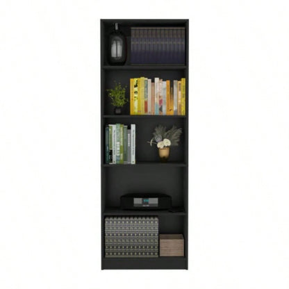 Vinton 4 - Tier Bookcase with Modern Storage Books and Decor, Black