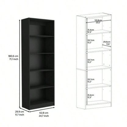 Vinton 4 - Tier Bookcase with Modern Storage Books and Decor, Black
