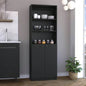 Vinton 2 - Door Bookcase with Upper Shelves, Black