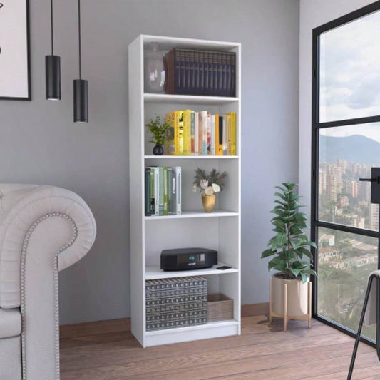 Vinton 4 - Tier Bookcase with Modern Storage Books and Decor, White
