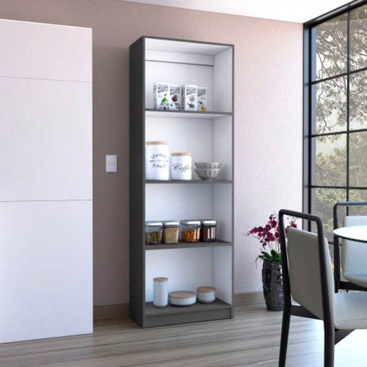 Vinton Bookcase with Spacious Tier - Shelving Design, Matt Gray/ White