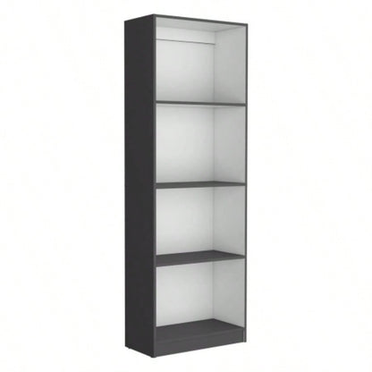 Vinton Bookcase with Spacious Tier - Shelving Design, Matt Gray/ White