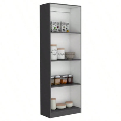 Vinton Bookcase with Spacious Tier - Shelving Design, Matt Gray/ White