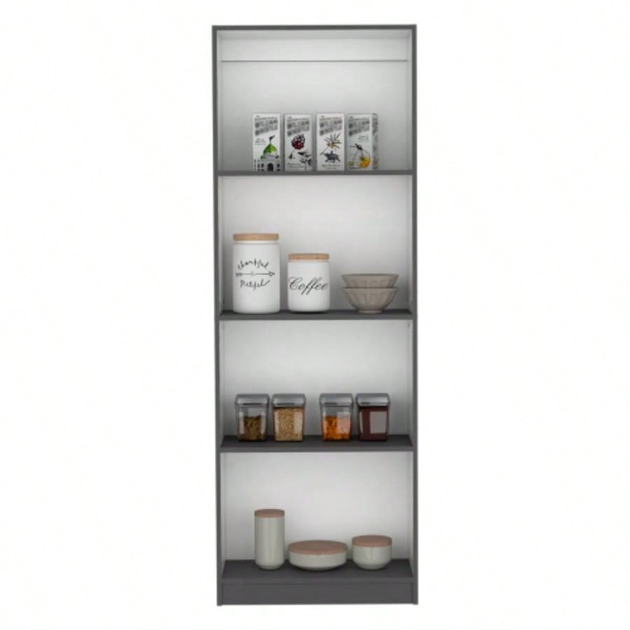 Vinton Bookcase with Spacious Tier - Shelving Design, Matt Gray/ White