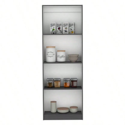 Vinton Bookcase with Spacious Tier - Shelving Design, Matt Gray/ White