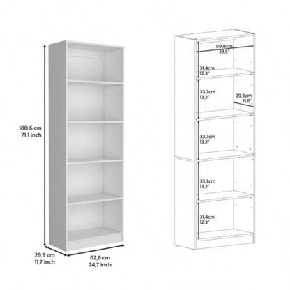 Vinton 4 - Tier Bookcase with Modern Storage Books and Decor, White